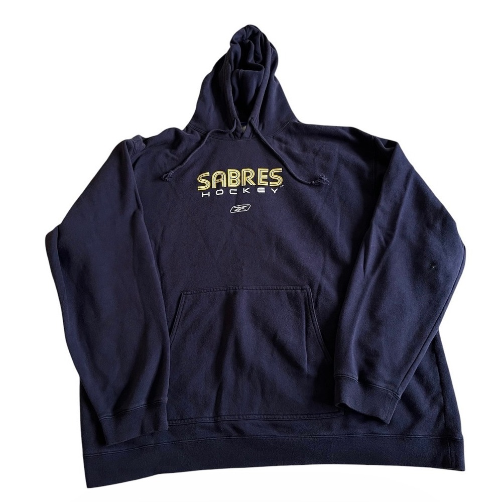 Buffalo Sabres Reebok Hoodie XXL Navy Mens NHL Cotton Blend Pullover Hockey Y2K